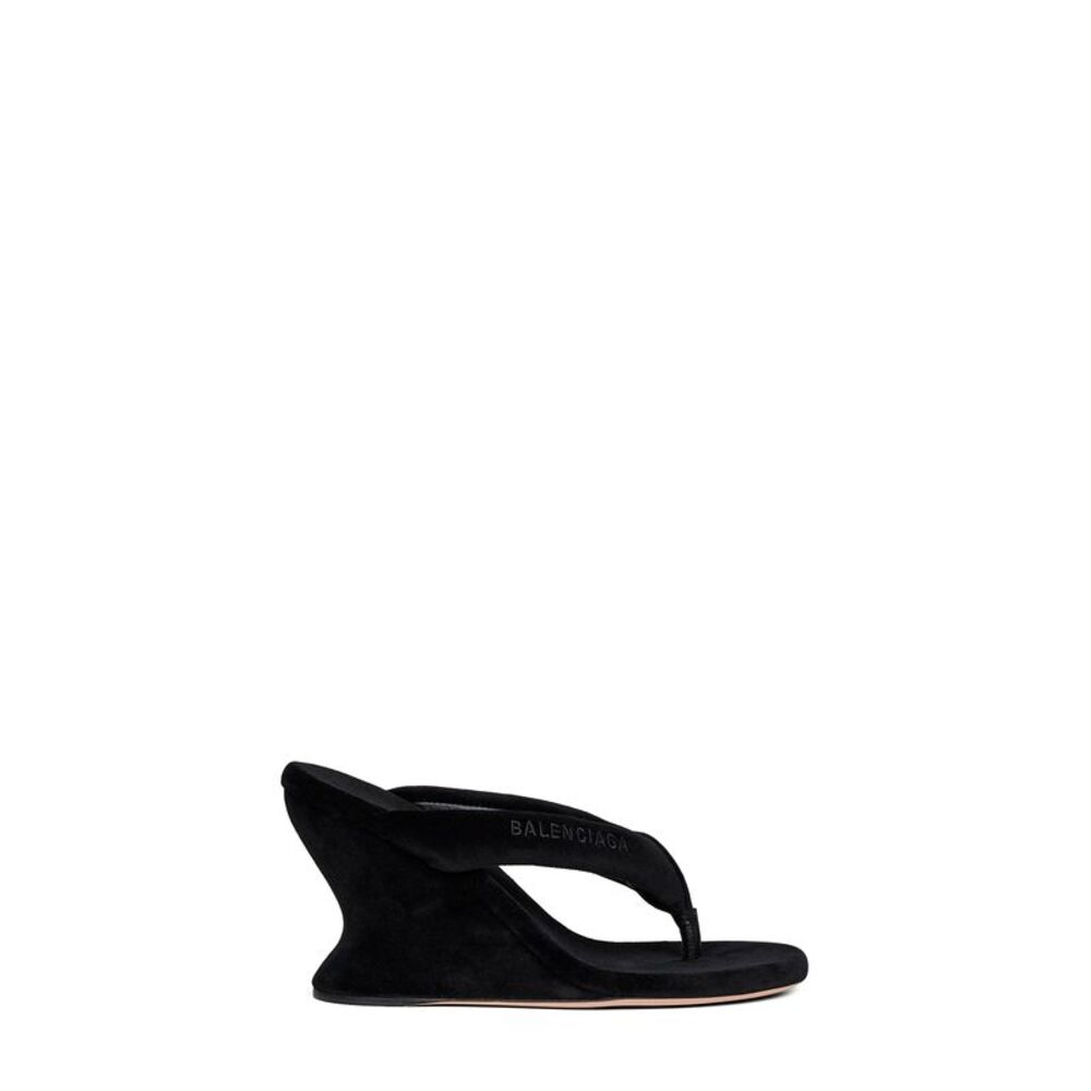 Balenciaga Women Black Gaeta 90Mm Wedge Thong Sandals